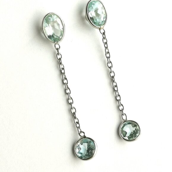 NWT Sterling Silver 925 blue topaz dangle earrings - Picture 4 of 7